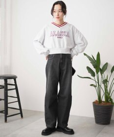 WEGO Vネックラインリブショートスウェット