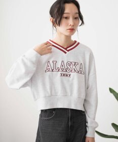 WEGO Vネックラインリブショートスウェット