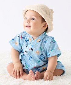 MIKI HOUSE HOT BISCUITS 【60-80cm】総柄 甚平オール