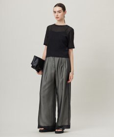 ICB 【洗える】 シャイニーサッカー クロップドトップス