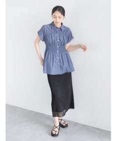 Te chichi 【接触冷感】ターンバックスリーブシャーリングブラウス