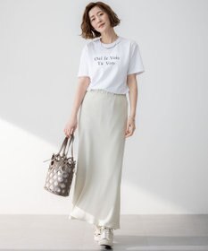 23区 【吸水速乾/防シワ】ジョーゼットサテン ナロー スカート