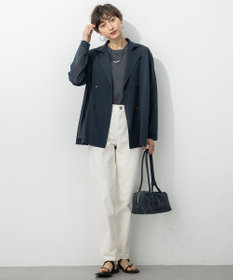 23区 L 【洗える】シアー ダブルブレスト ニット ジャケット