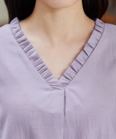 Tiaclasse 麻調フリル衿フレンチチュニック