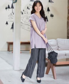 Tiaclasse 麻調フリル衿フレンチチュニック