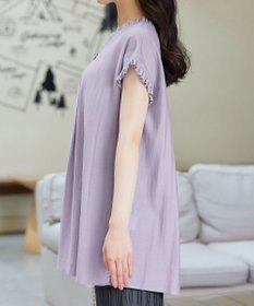 Tiaclasse 麻調フリル衿フレンチチュニック