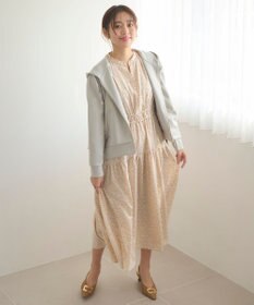 Feroux 【洗える】フラワープリントドロスト ワンピース