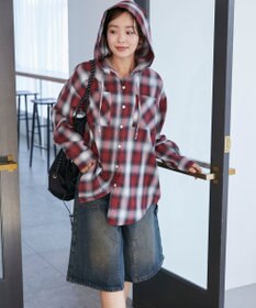 WEGO フードチェックBIGシャツ