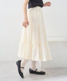 earth music&ecology ピンタックティアードミディスカート