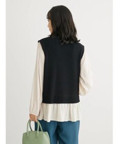 Green Parks とろみ布帛ドッキングニットチュニック