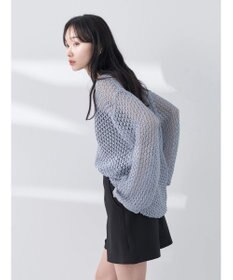 earth music&ecology メッシュ編みニットプルオーバー