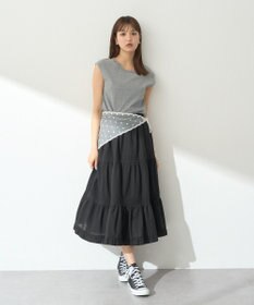 earth music&ecology ピンタックティアードミディスカート