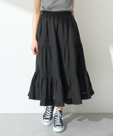 earth music&ecology ピンタックティアードミディスカート
