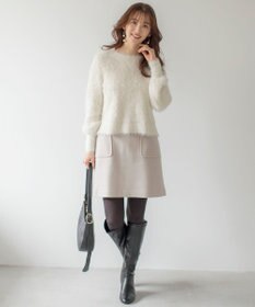 ANY SIS 【洗える】フィルムラメシャギー ニット