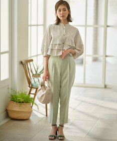 組曲 【美シルエット・ストレッチ・シワになりにくい】オシャクロス テーパードパンツ