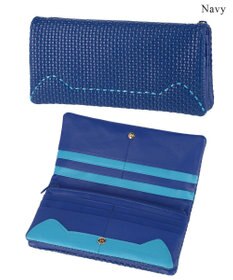 tsumori chisato CARRY エンボスメッシュ かぶせ 長財布 ねこステッチ