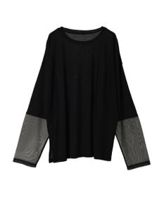 Green Parks 袖チュールドッキングシアープルオーバー