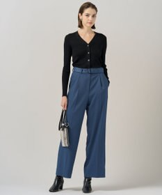 ICB L 【裏起毛】 ウォームサテン ワイドストレートパンツ