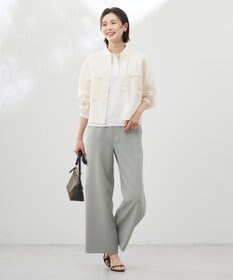 J.PRESS LADIES 【洗える】コットンリネンジャージー ポロ カットソー