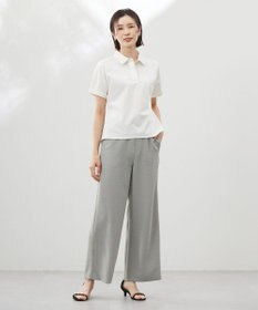 J.PRESS LADIES 【洗える】コットンリネンジャージー ポロ カットソー