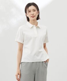 J.PRESS LADIES 【洗える】コットンリネンジャージー ポロ カットソー