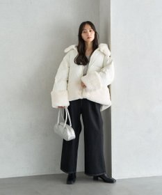 earth music&ecology フードファー中綿ショートコート
