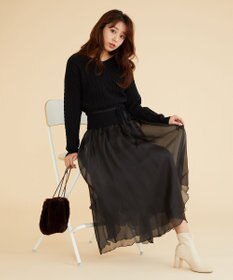 Feroux 【セットアイテム】ケーブルニット×オーガンジースカート