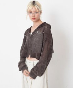 WEGO ハトメメッシュニットショートパーカー