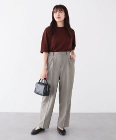 Green Parks 袖裏配色５分袖ニットプルオーバー