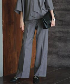 ICB 【洗える】T/Wブロード ワイドストレートパンツ ライトグレー系