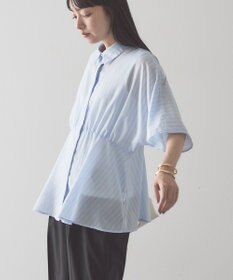 AMERICAN HOLIC 【予約】【接触冷感】ストライプペプラムブラウス