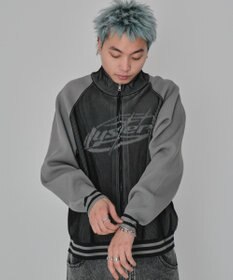 WEGO 【ユニセックス着用ITEM/MLサイズ展開】ラグラングラフィックニットブルゾン