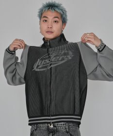 WEGO 【ユニセックス着用ITEM/MLサイズ展開】ラグラングラフィックニットブルゾン