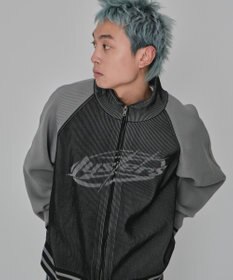 WEGO 【ユニセックス着用ITEM/MLサイズ展開】ラグラングラフィックニットブルゾン