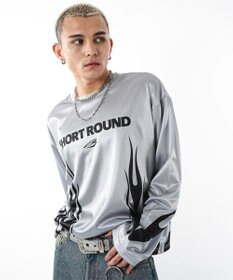 WEGO 【ユニセックス着用ITEM】ファイヤーパターンゲームロゴT（長袖）