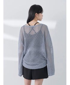 earth music&ecology メッシュ編みニットプルオーバー