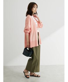 Green Parks 綿麻混タックストレートワイドパンツ