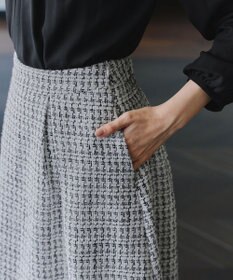 Tiaclasse 【洗える】ツイードタックフレアスカート