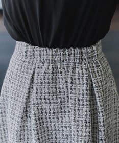 Tiaclasse 【洗える】ツイードタックフレアスカート