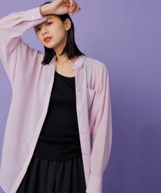 ICB L 【洗える】トリアセコットンシアー ドルマンスリーブシャツ