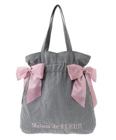 Maison de FLEUR ギンガムチェックダブルリボントートバッグ