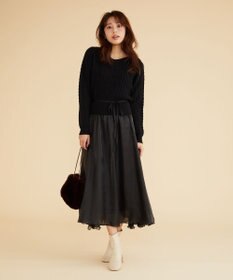 Feroux 【セットアイテム】ケーブルニット×オーガンジースカート
