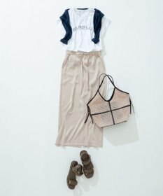 23区 【撥水加工/洗える】スムースサテン Iライン スカート