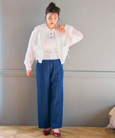 Feroux 胸元刺繍ケーブルポロ ニット