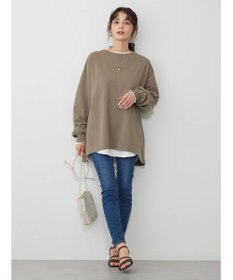 AMERICAN HOLIC 刺繍ロゴミニ裏毛ボートネックチュニック