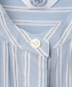 J.PRESS LADIES L 【洗える】綿キュプラコードストライプ バンドカラー ブラウス