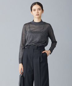 ICB 【洗える】ラメシアー モックネックニット