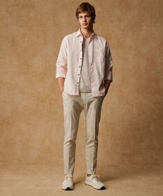 JOSEPH ABBOUD 【キングサイズ・ウエストも伸びる/清涼/ストレッチ】ストレッチリネンシャンブレーパンツ