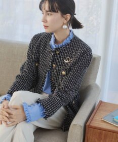 WEGO 【ANGIE VINTAGE/オケージョン対応 / セレモニー対応】ノーカラー ツイードジャケット