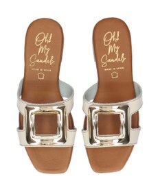 INTER-CHAUSSURES 【Oh my Sandals】メタルバックルローヒールミュールサンダル